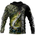 Fishaholic Bass Fishing camo unisex 3d all over printed shirts