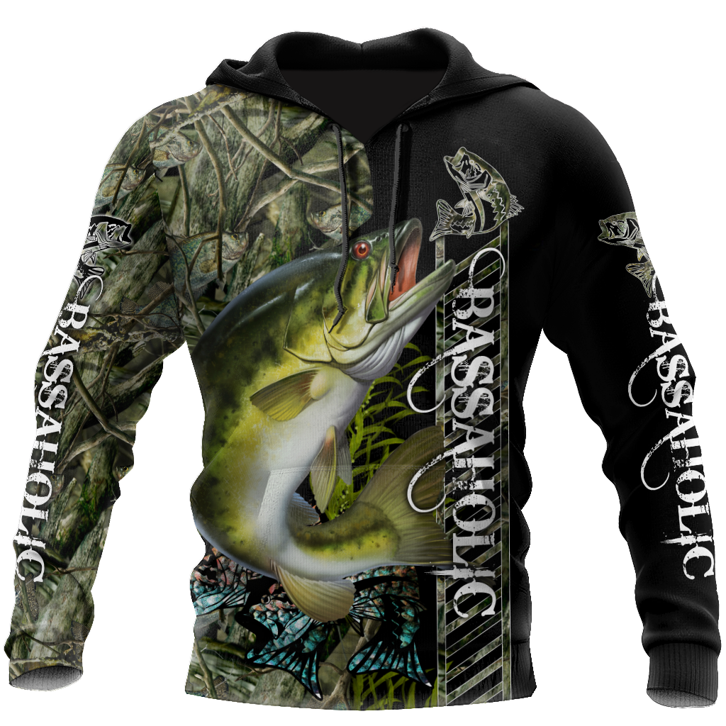 Fishaholic Bass Fishing camo unisex 3d all over printed shirts