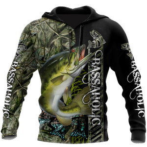 Fishaholic Bass Fishing camo unisex 3d all over printed shirts