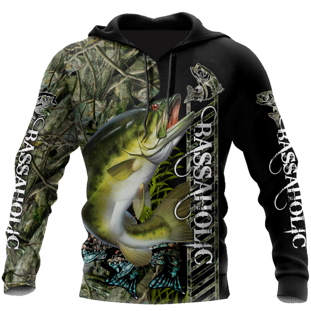 Fishaholic Bass Fishing camo unisex 3d all over printed shirts