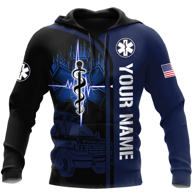 Premium Customized Name n Flag 3D All Over Printed Unisex Shirts For EMS Worker