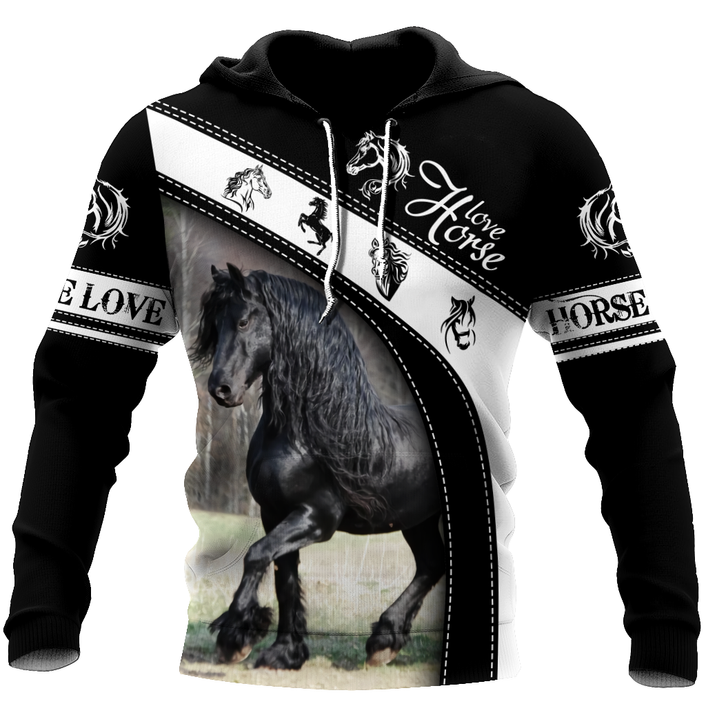 Black Horse 3D All Over Printed Shirts PD19022101