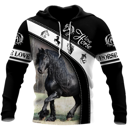 Black Horse 3D All Over Printed Shirts PD19022101