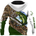 Custom name Bass Fishing camo 3D print shirts