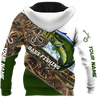 Custom name Bass Fishing camo 3D print shirts