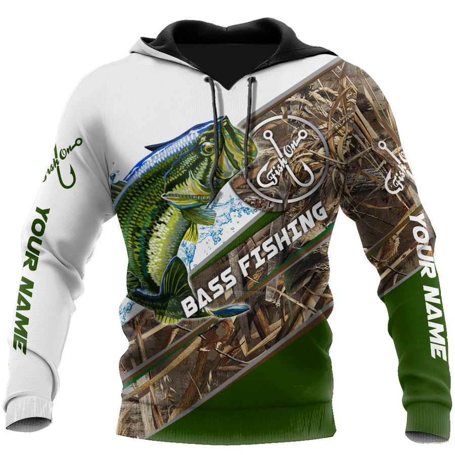 Custom name Bass Fishing camo 3D print shirts