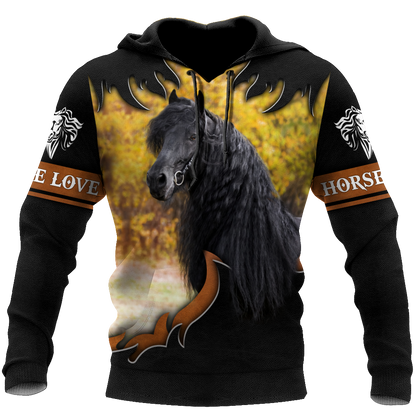 Black Horse 3D All Over Printed Shirts PD19022102