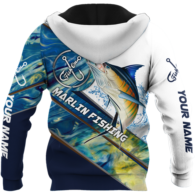 Custom name Marlin Fishing camo 3D print shirts