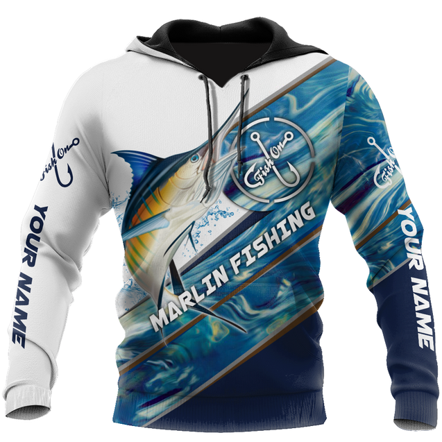 Custom name Marlin Fishing camo 3D print shirts