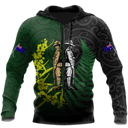 Honor and respect day fern-wattle lest we forget Kiwi and Australia Soldier