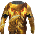 Fire Eagle And Wolf 3D Hoodie Shirt For Men And Women LAM