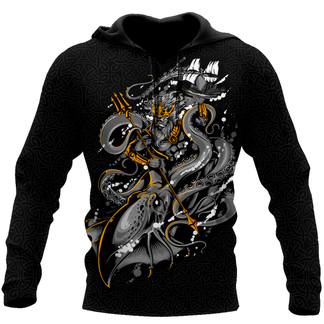 Premium Unisex Hoodie Kraken Octopus And Poseidon ML