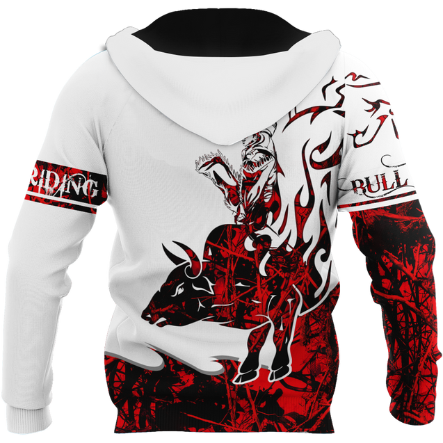 Personalized Name Bull Riding 3D All Over Printed Unisex Shirts Red Tattoo