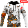 Personalized Name Bull Riding 3D All Over Printed Unisex Shirts Orange Tattoo