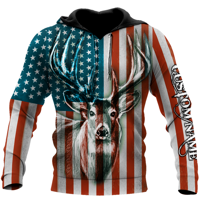 US Deer Persionalized Name 3D All Over Printed Shirts MH21052101