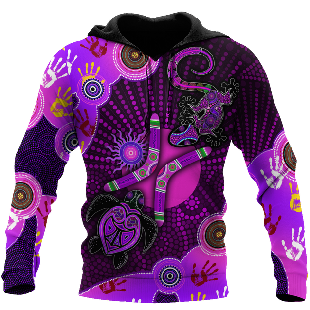 Aboriginal Naidoc Week 2021 Purple Turtle Lizard Sun 3D print shirts