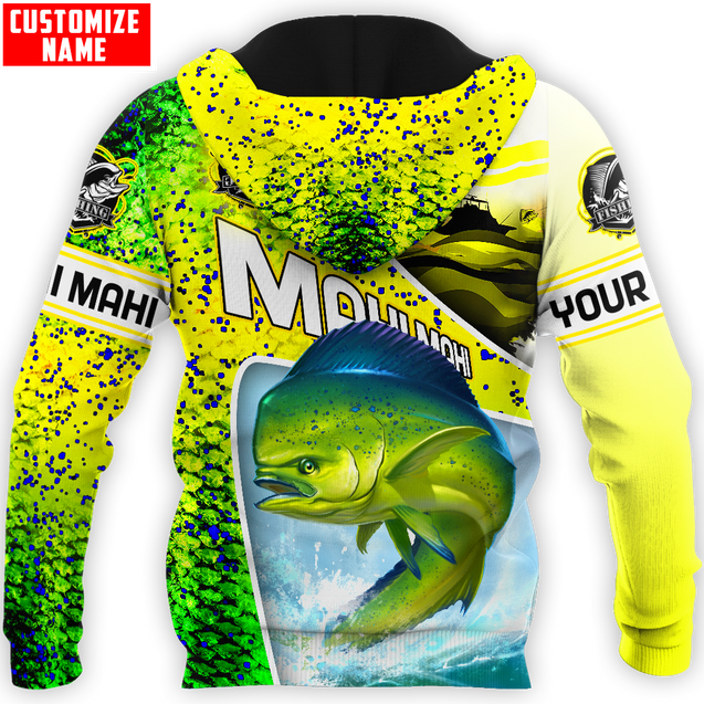 Custom name Mahi-mahi fishing scales design 3d print shirts