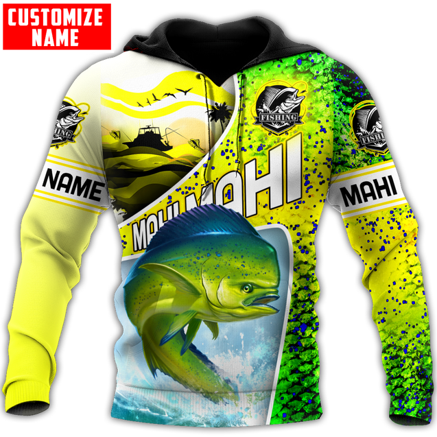 Custom name Mahi-mahi fishing scales design 3d print shirts