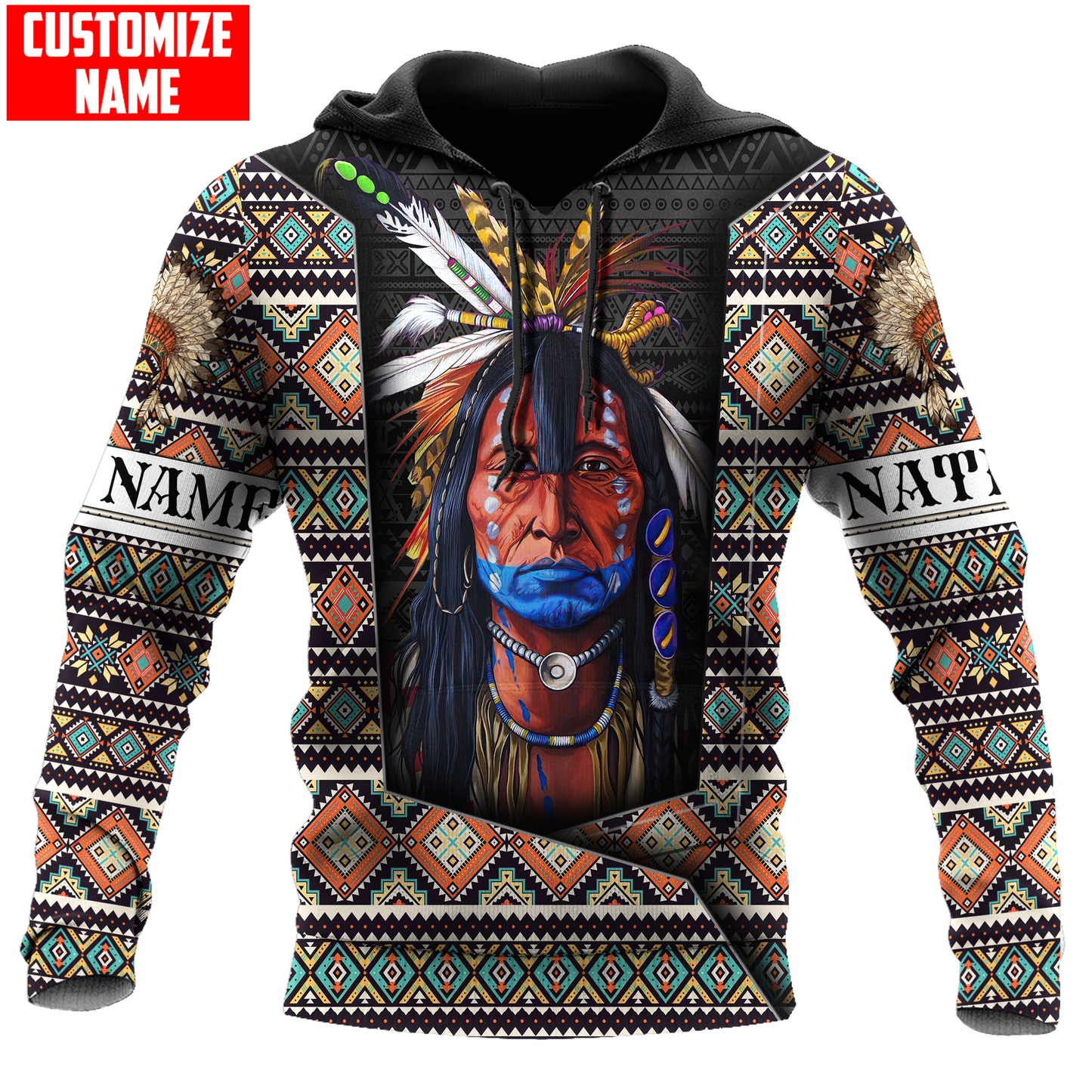 Customized Name Native American 3D All Over Printed Unisex Shirts