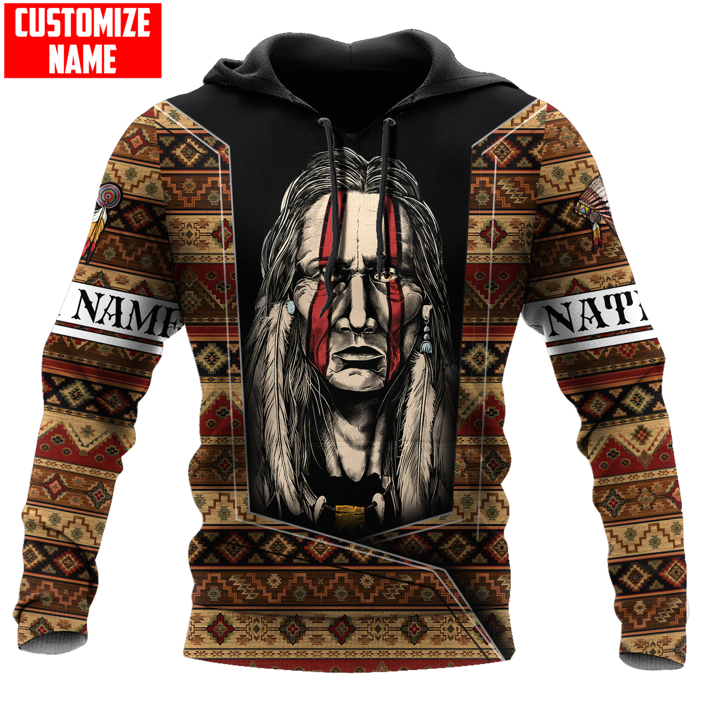 Customized Name Native American 3D All Over Printed Unisex Shirts