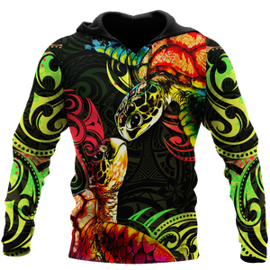 Premium Turtle Couple With Polynesian 3D All Over Printed Unisex Shirts