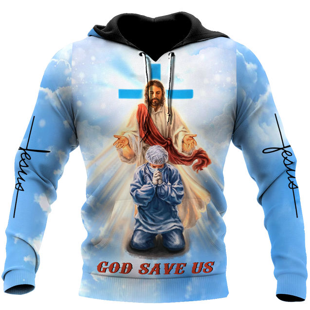 Premium Unisex Hoodie Easter Day Christian Jesus No7 ML God Save Us