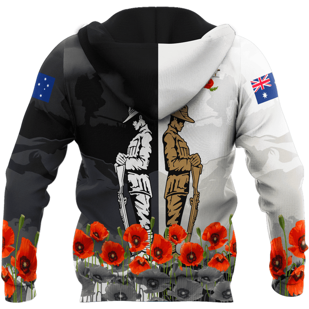 Rememberance Anzac Day Poppy Flower Premium Unisex Hoodie ML