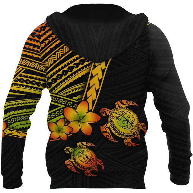 Polynesian Habiscus Turtle Hawaii 3D Unisex Hoodie