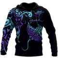 Amazing Polynesian Blue And Purple Ray Tattoo Personalized Unisex Deluxe Hoodie ML