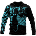 Amazing Polynesian Blue Ray Tattoo Personalized Unisex Deluxe Hoodie ML