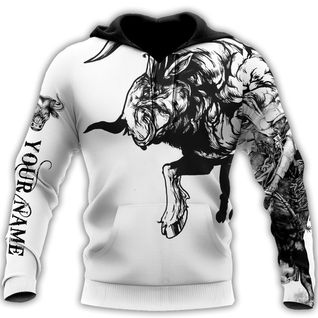 Personalized Name Bull Riding 3D All Over Printed Unisex Shirts Bull Tattoo