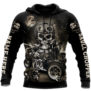 Customize Name Motorcycle Racing 3D All Over Printed Unisex Shirts Skull Chopper