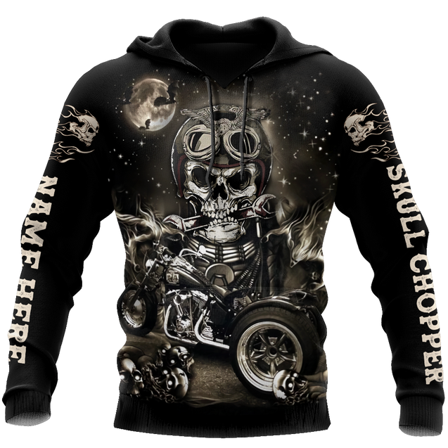 Customize Name Motorcycle Racing 3D All Over Printed Unisex Shirts Skull Chopper