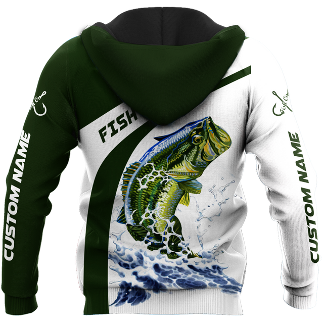 Custom name Bass fishing design 3d print shirts