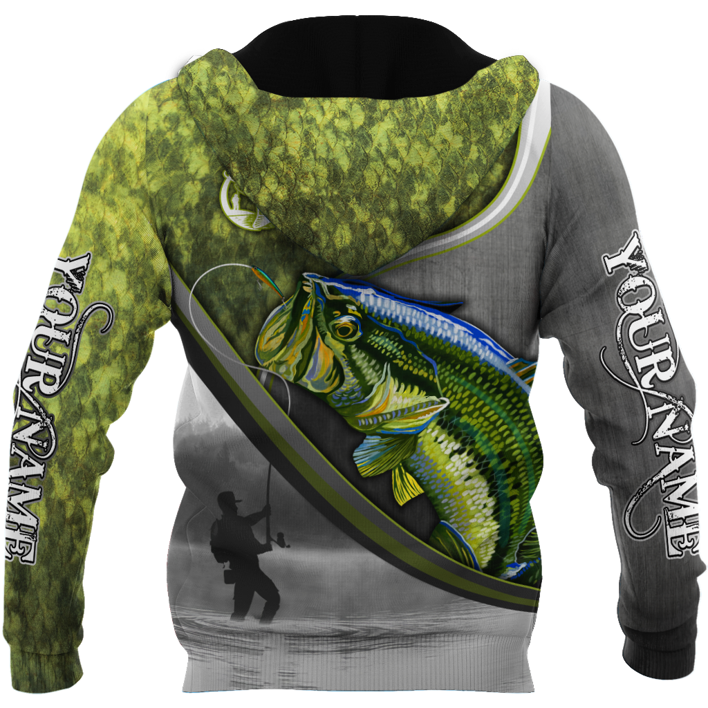 Custom name Bass fishing Fisherman Camo 3D Design print shirts