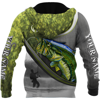Custom name Bass fishing Fisherman Camo 3D Design print shirts