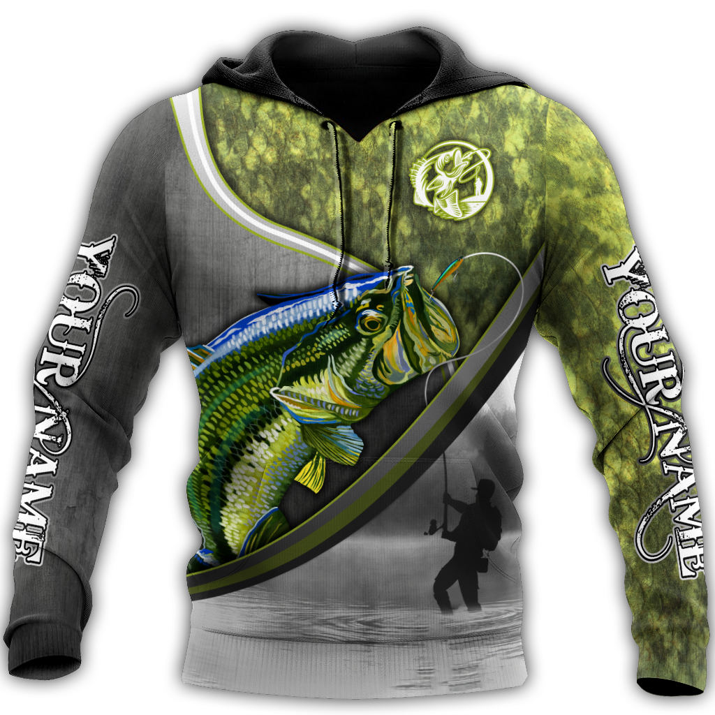 Custom name Bass fishing Fisherman Camo 3D Design print shirts