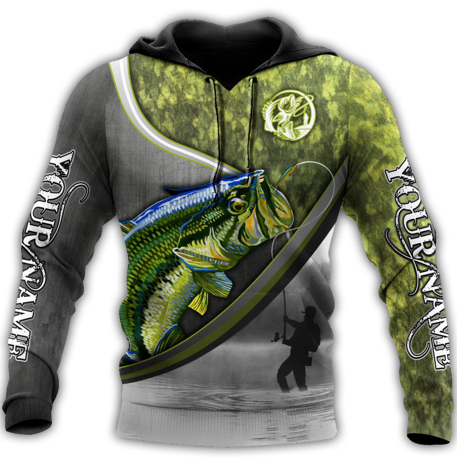 Custom name Bass fishing Fisherman Camo 3D Design print shirts