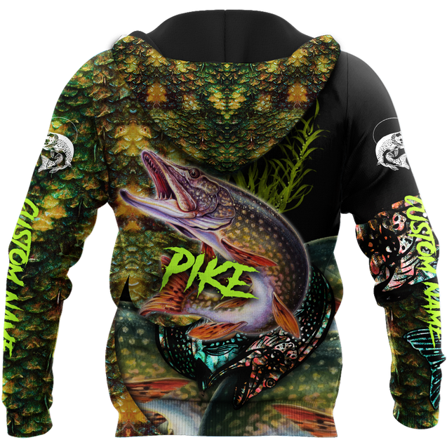 Custom name Northern Pike Fishing on skin 3D Design print shirts