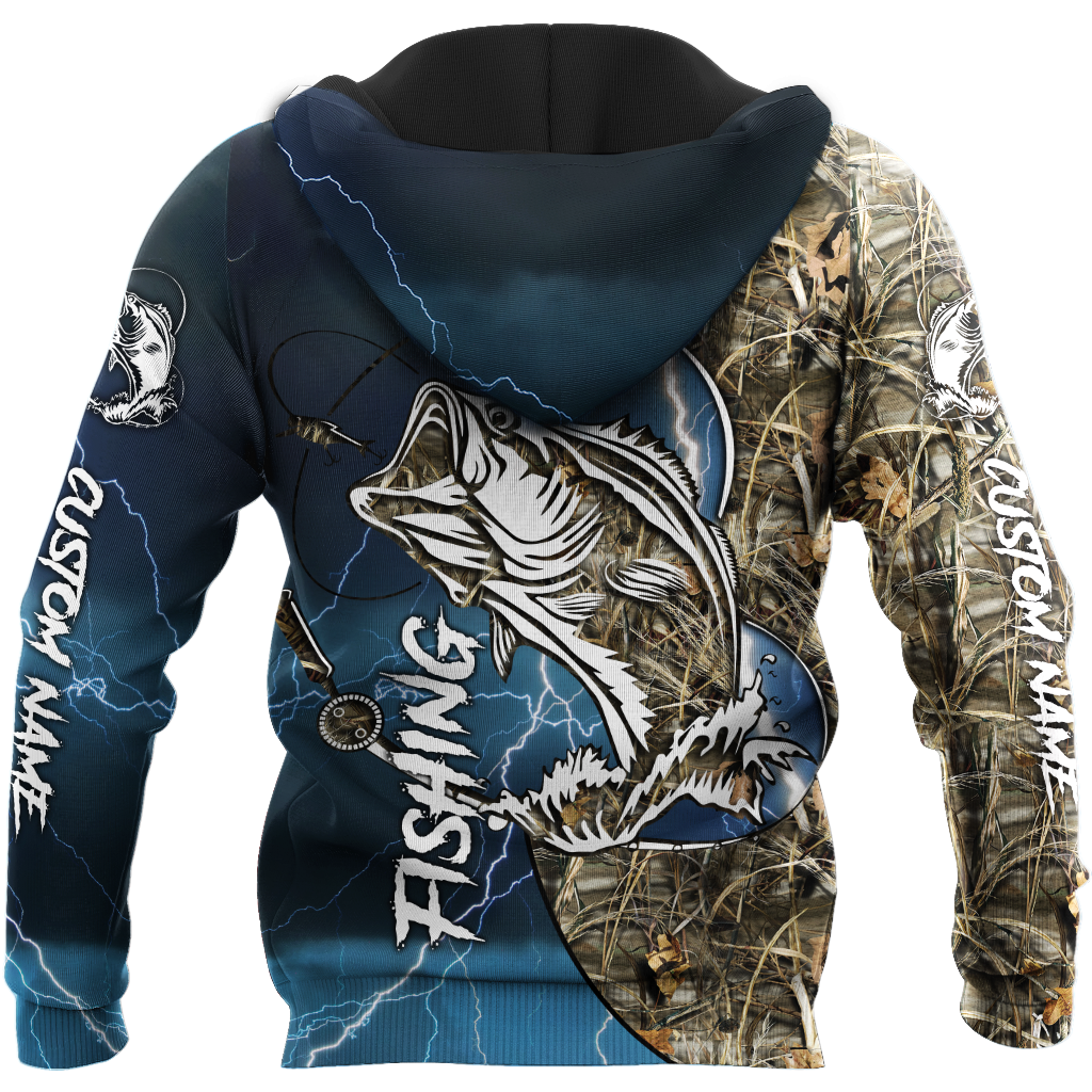 Custom name Bass fishing Sport - Blue ver 3D Design print shirts