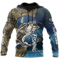 Custom name Bass fishing Sport - Blue ver 3D Design print shirts