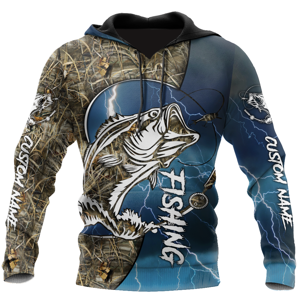 Custom name Bass fishing Sport - Blue ver 3D Design print shirts