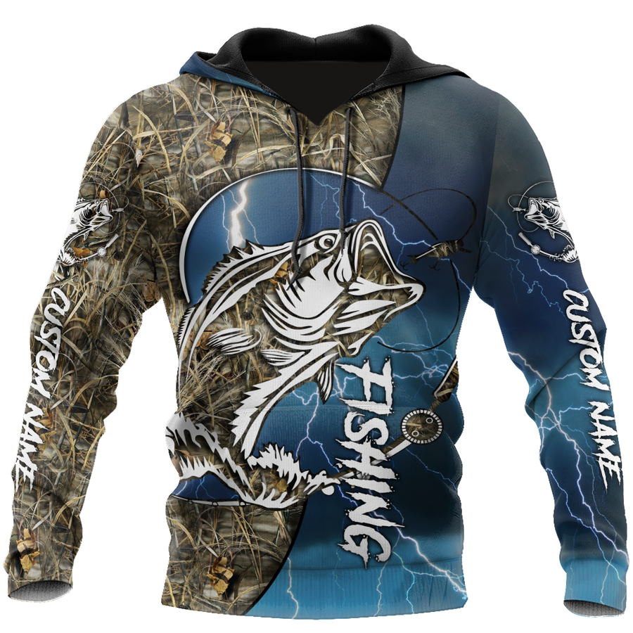 Custom name Bass fishing Sport - Blue ver 3D Design print shirts