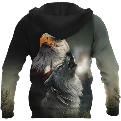 Eagle And Wolf Native American 3D Hoodie Shirt For Men And Women LAM