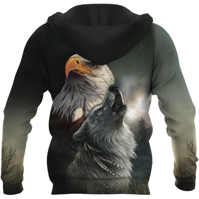 Eagle And Wolf Native American 3D Hoodie Shirt For Men And Women LAM