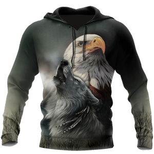Eagle And Wolf Native American 3D Hoodie Shirt For Men And Women LAM