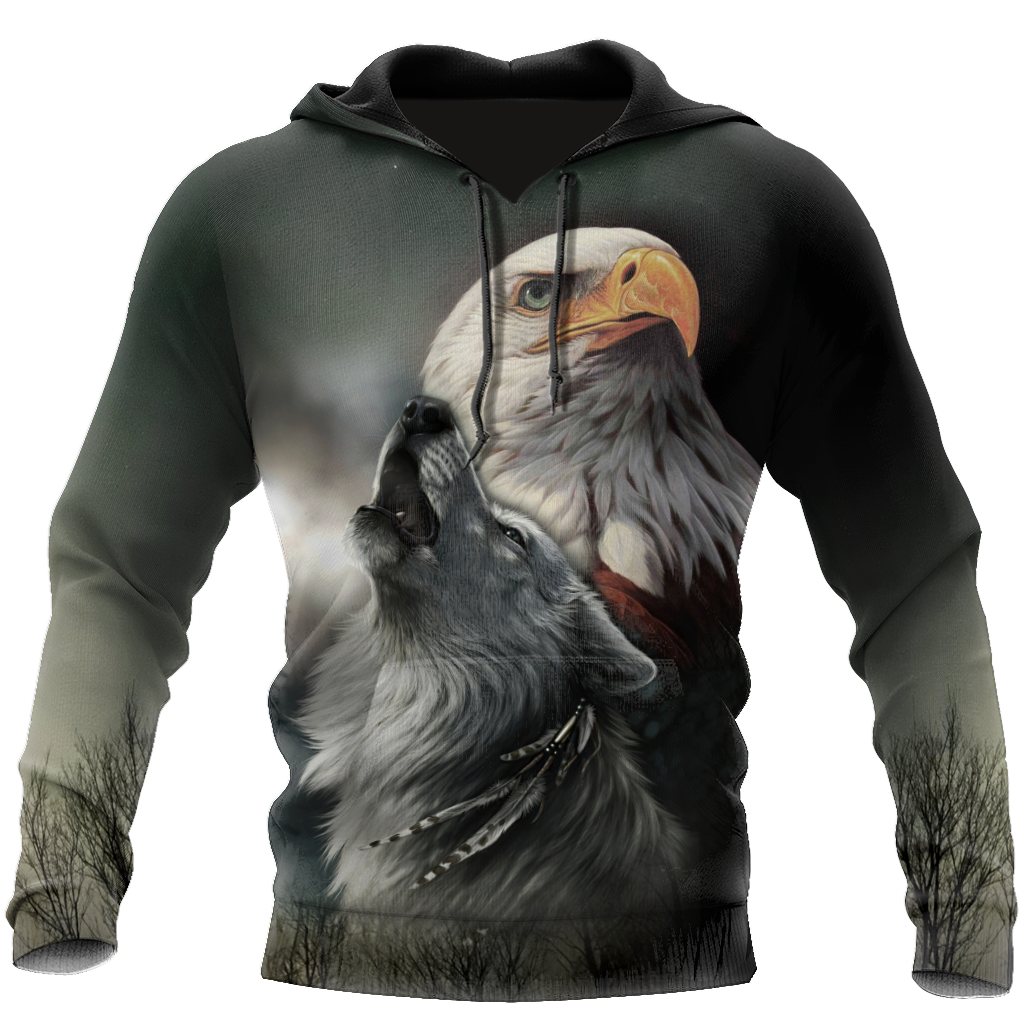 Eagle And Wolf Native American 3D Hoodie Shirt For Men And Women LAM