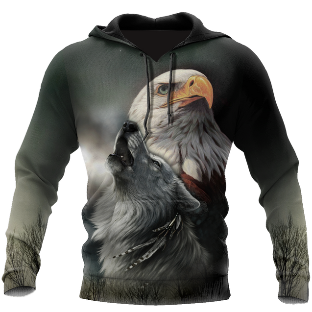 Eagle And Wolf Native American 3D Hoodie Shirt For Men And Women LAM