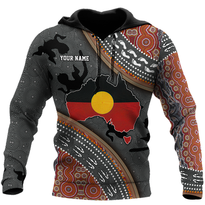 Custom name Aboriginal dots Zip pattern 3D design printed Combo Hoodie And Sweatpant