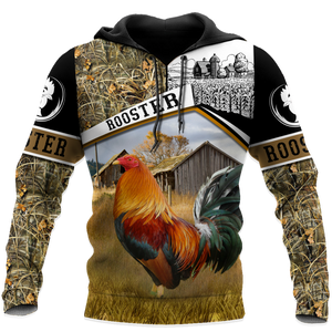 Rooster 3D All Over Printed Unisex Deluxe Hoodie ML